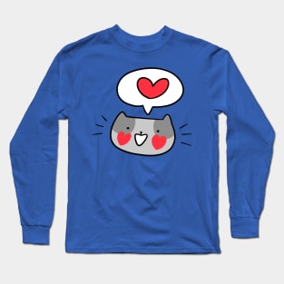 Cat Face Hearts Love Long Sleeve T-Shirt